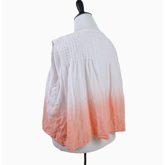 Free People Size XS Little Bit Of Something Ombre Blouse White Orange - Picture 4 of 10